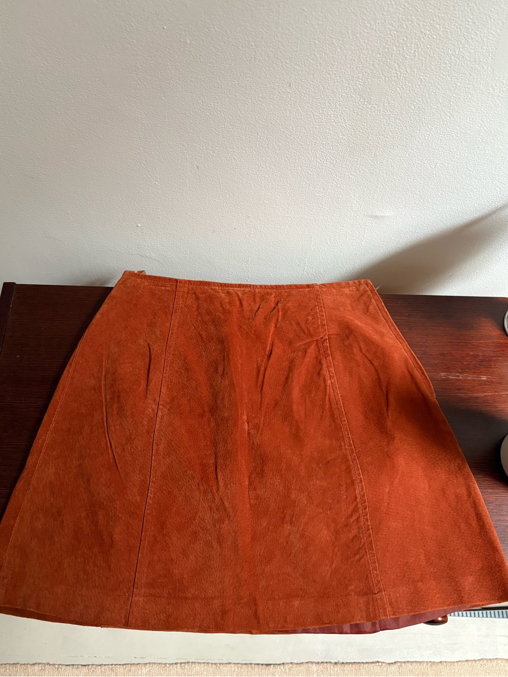Vintage Rust Orange Suede A-Line Skirt